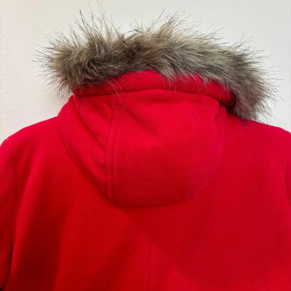 Girls Red Old Navy Hoodie (faux‎ fur trim) Jacket  XL 14 Zip &Toggle buttons